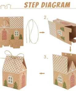 10Pcs Christmas House Shape Candy Bags