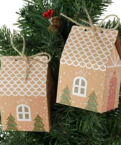 10Pcs Christmas House Shape Candy Bags