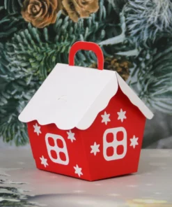 10Pcs Christmas House Shape Candy Bags