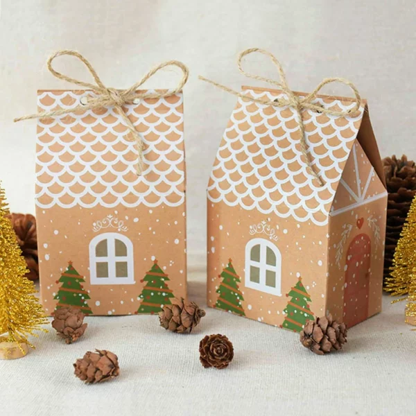 10Pcs Рождественский домик в форме мешков для конфет