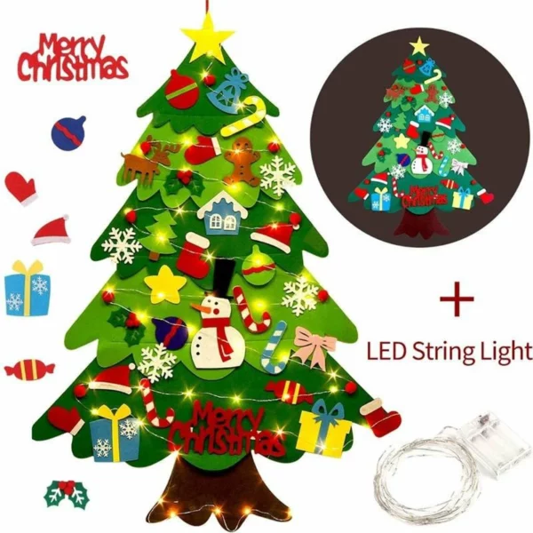 Felt Christmas Tree Set With 32PCS Ornaments Wall Hanging Tree 50LED String Lights