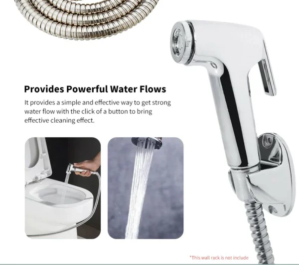Handhold Shower Head Douche Toilet Bidet Sprayer Dengan Selang 1.5m - Perak