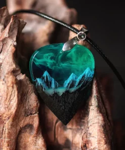 (🎄Early Christmas Sale🎄 - 40% OFF)Wood Resin Paired Heart Pendants Mountains