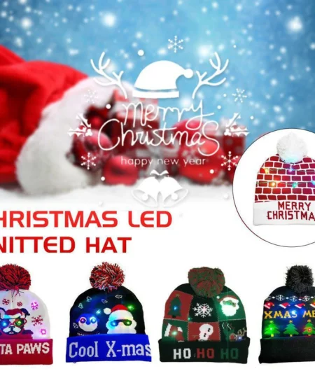 כובע LED סרוג לחג המולד (🎅 מבצע מיוחד לחג המולד - 50% הנחה)