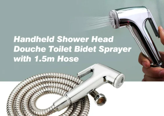 Rokas dušas galvas dušas tualetes bidē smidzinātājs ar 1.5 m šļūteni — sudraba