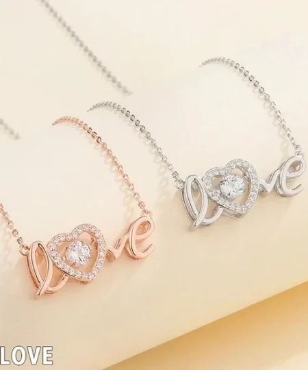Sterling Silver Shimmering Heart Stone Necklace💓