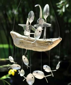 (🔥Hot Sale - 48% OFF)Fishing Man Spoon Fish Sculpture Wind Chime