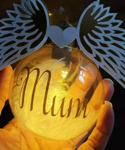 Angel Wings LED Glass Ball Commemorative Decoration Sympathy Gift