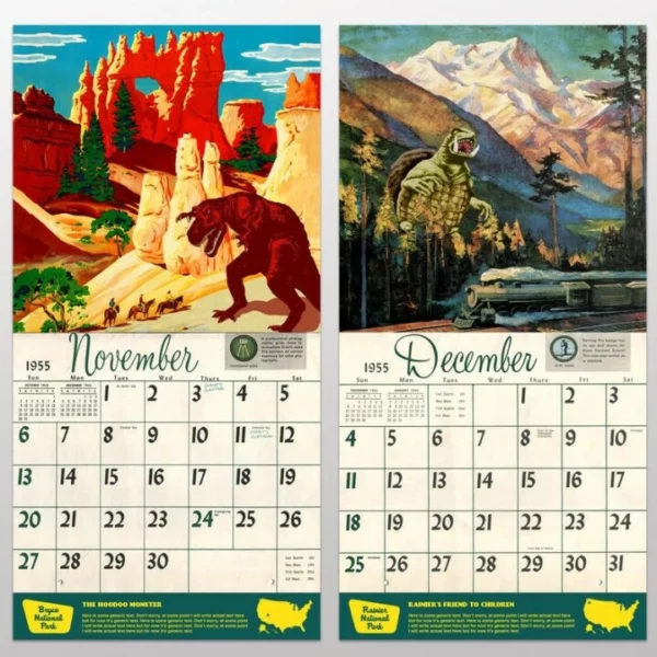Calendario 2022 dos monstros do parque nacional