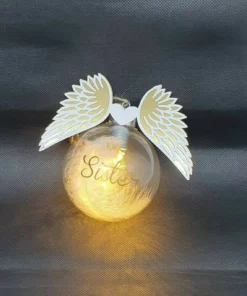 Angel Wings LED Glass Ball Commemorative Decoration Sympathy Gift