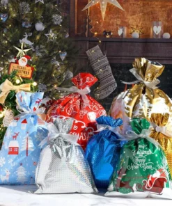 (REBAÑA DE NADAL AGORA-48 % DESCONTO) Bolsas de agasallos de Nadal con cordón