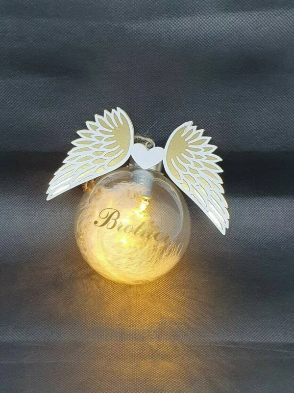 Angel Wings LED Glass Ball Commemorative Decoration Sympathy Gift