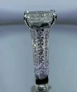 Handmade Radiant Cut White Sapphire 925 Sterling Silver Engagement Ring