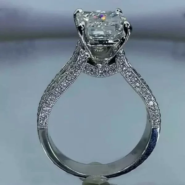 Handmade Radiant Cut White Sapphire 925 Sterling Silver Engagement Ring