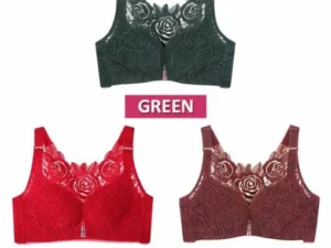 Rose Embroidery Front Closure Wirefree Bra