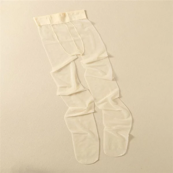 جوراب جوراب ساق بلند ابریشمی شفاف دوبعدی نازک مرواریدی تی فاق پا