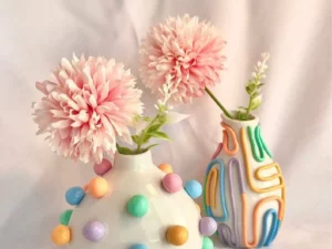 🔥Boho home decor,Retro Eclectic Colorful Bud Vase🌈Cute Ceramic Vase