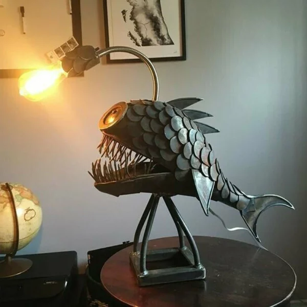 🐠🐟Lantern fish night Light🎏-Rustic Style Fish Statue Lightning🔥🔥(Indali kakhisimusi)