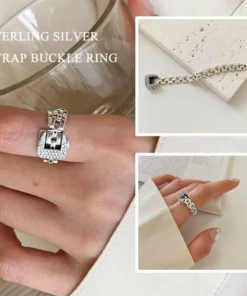 Sterling Silver Strap Buckle Ring (ဝယ် 2 မှ 1 အခမဲ့)