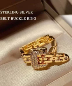 Sterling Silver Strap Buckle Ring (ဝယ် 2 မှ 1 အခမဲ့)