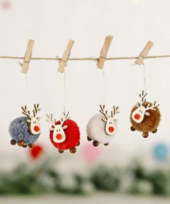 🦌Cute Felt Wooden Elk Christmas Tree Decorations🎄
