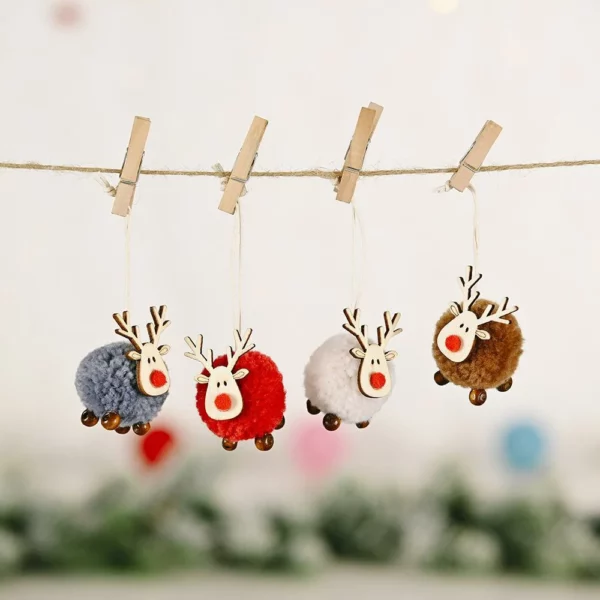 🦌Cute Felt Wooden Elk Christmas Tree Decorations🎄