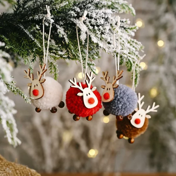 🦌 Cute Felt Wooden Elk Christmas Tree Decorations🎄