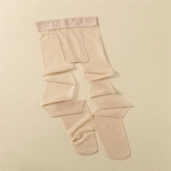 جوراب جوراب ساق بلند ابریشمی شفاف دوبعدی نازک مرواریدی تی فاق پا