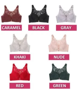 Rose Embroidery Front Closure Wirefree Bra