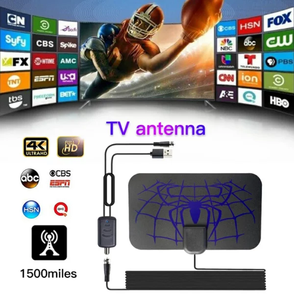 Spider Pattern New HDTV Cable Antenna 4K (5G Chip, 🌎 Can Be Used