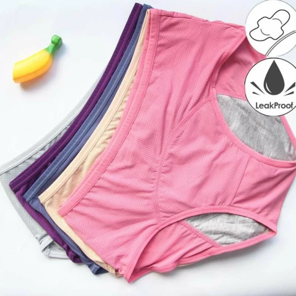 5pcs/Seta Babban Waist Leak Proof Panties (Zaku iya Rarraba Launi da Yawan Samfuri a wurin biya)