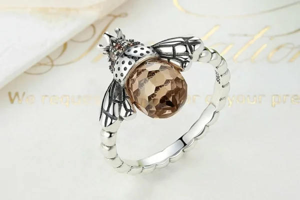 Dancing Bees Ring - 925 Sterling Silver
