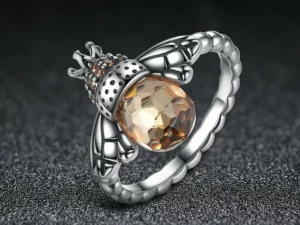 Dancing Bees Ring - 925 Sterling Silver