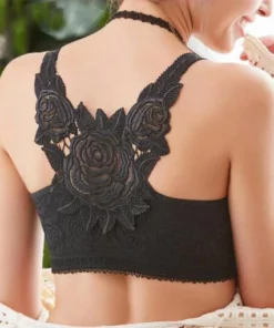Rose Embroidery Front Closure Wirefree Bra