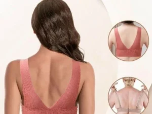 Seamless Plus Size Lace Push up V-neck Low Back Bra