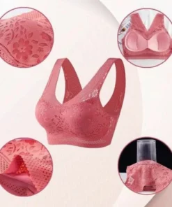 Seamless Plus Size Lace Push up V-neck Low Back Bra