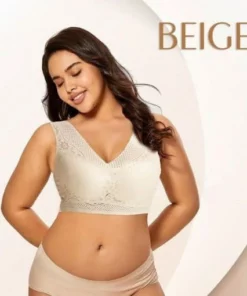 Seamless Plus Size Lace Push up V-neck Low Back Bra