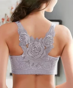 Rose Embroidery Front Closure Wirefree Bra