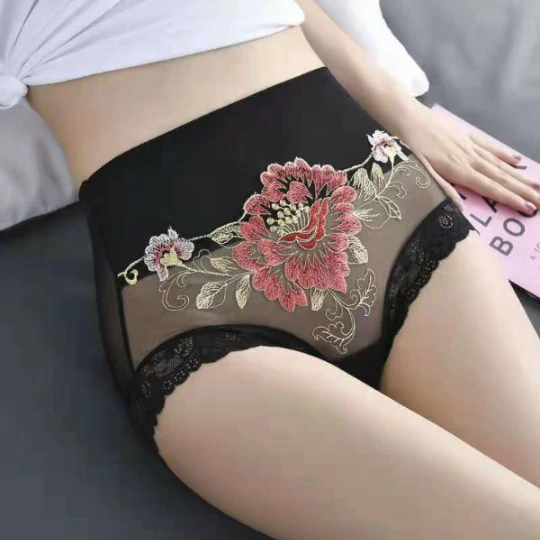 [ 6 PCS ] High Waist Lace Embroidered Panties
