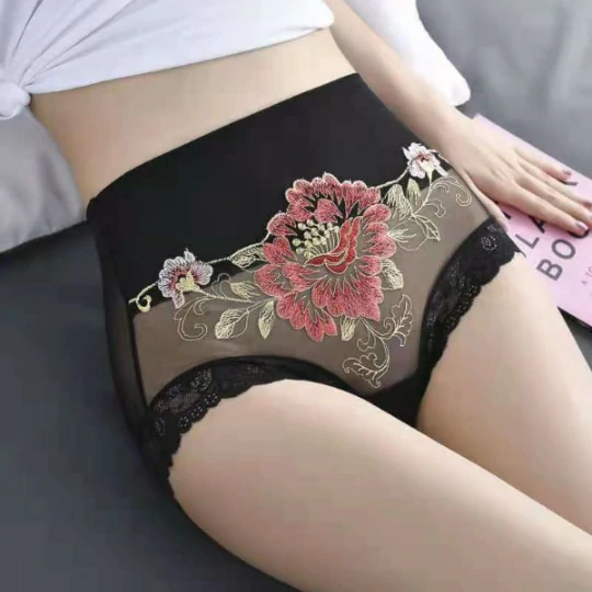 [6 PCS] Babban Waist Lace Ƙwararren Panties