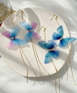 Transparent Yarn Butterfly Earring