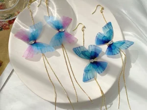 Transparent Yarn Butterfly Earring