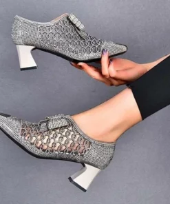 Early Christmas Sale🎄 50% OFF--Rhinestone Hollow Chunky Heel Shoes