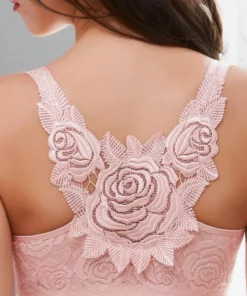 Rose Embroidery Front Closure Wirefree Bra