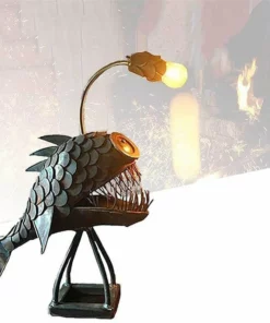 🐠🐟Lanterna Pesce Luce Notturna🎏-Statua Di Pesce In Stile Rustico Fulmine🔥🔥(Saldi Di Natale)