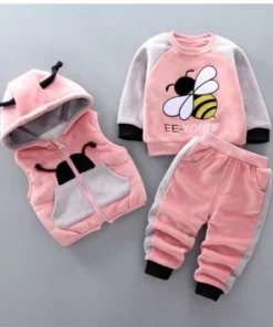 3-piece Kid Bear Embroidery Thickened Set (12M-4Y)