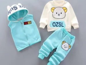 3-piece Kid Bear Embroidery Thickened Set (12M-4Y)