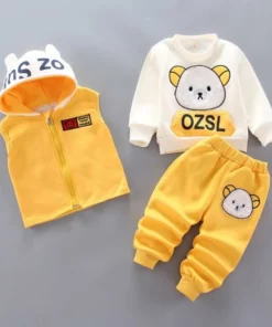 3-piece Kid Bear Embroidery Thickened Set (12M-4Y)