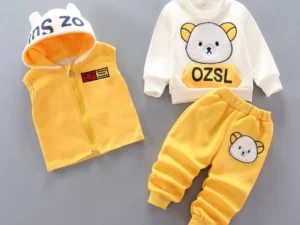 3-piece Kid Bear Embroidery Thickened Set (12M-4Y)