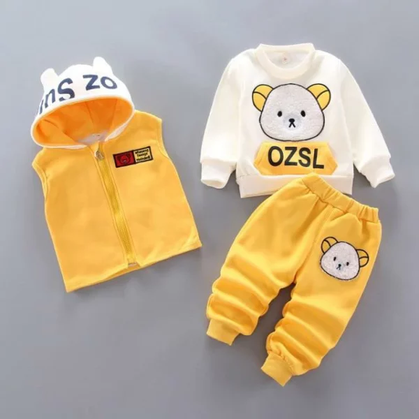 3-piece Kid Bear Embroidery Thickened Set (12M-4Y)